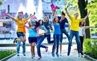 Group people in summer outdoor.