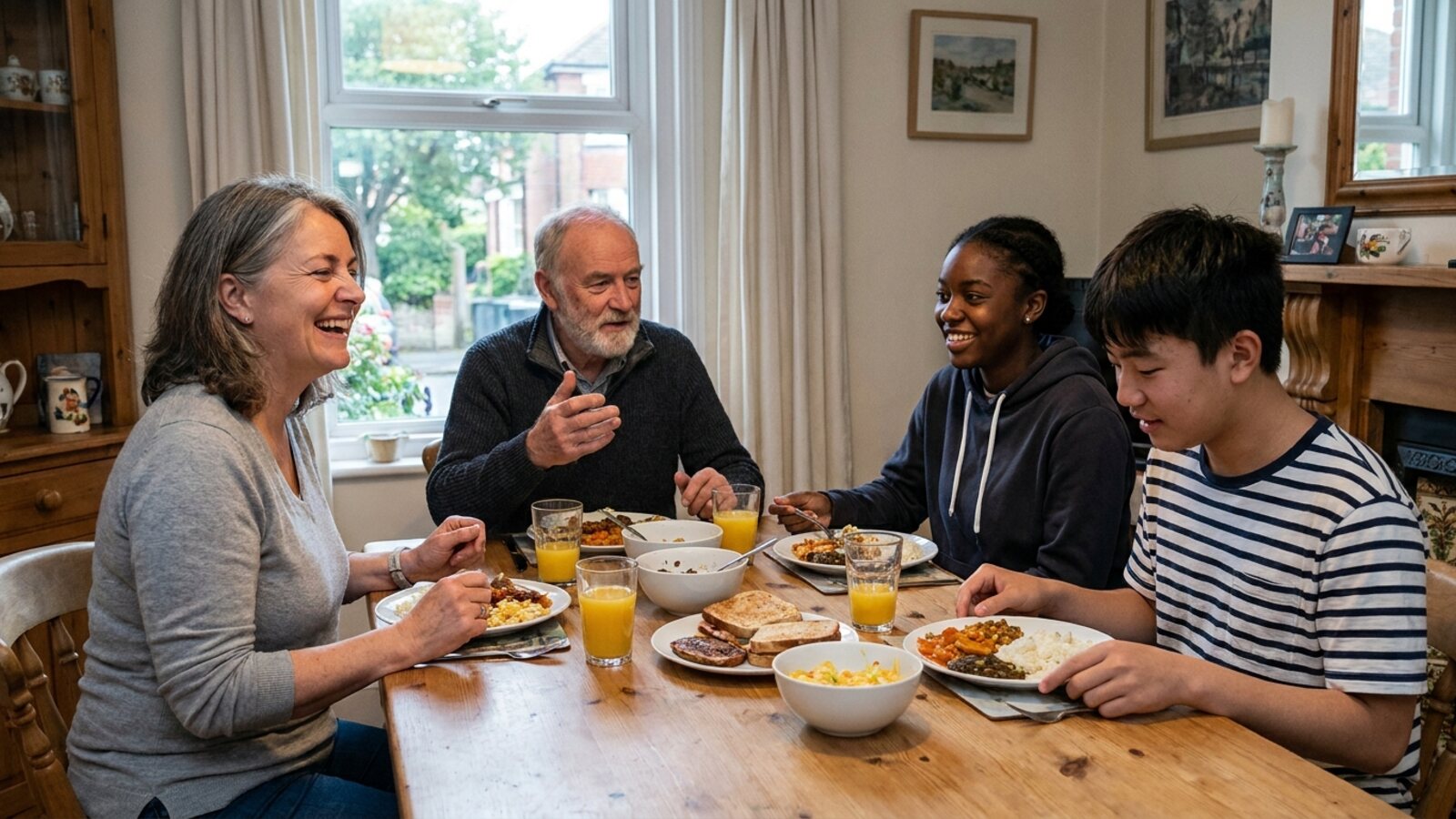 Host family and student sharing a meal in Bournemouth
