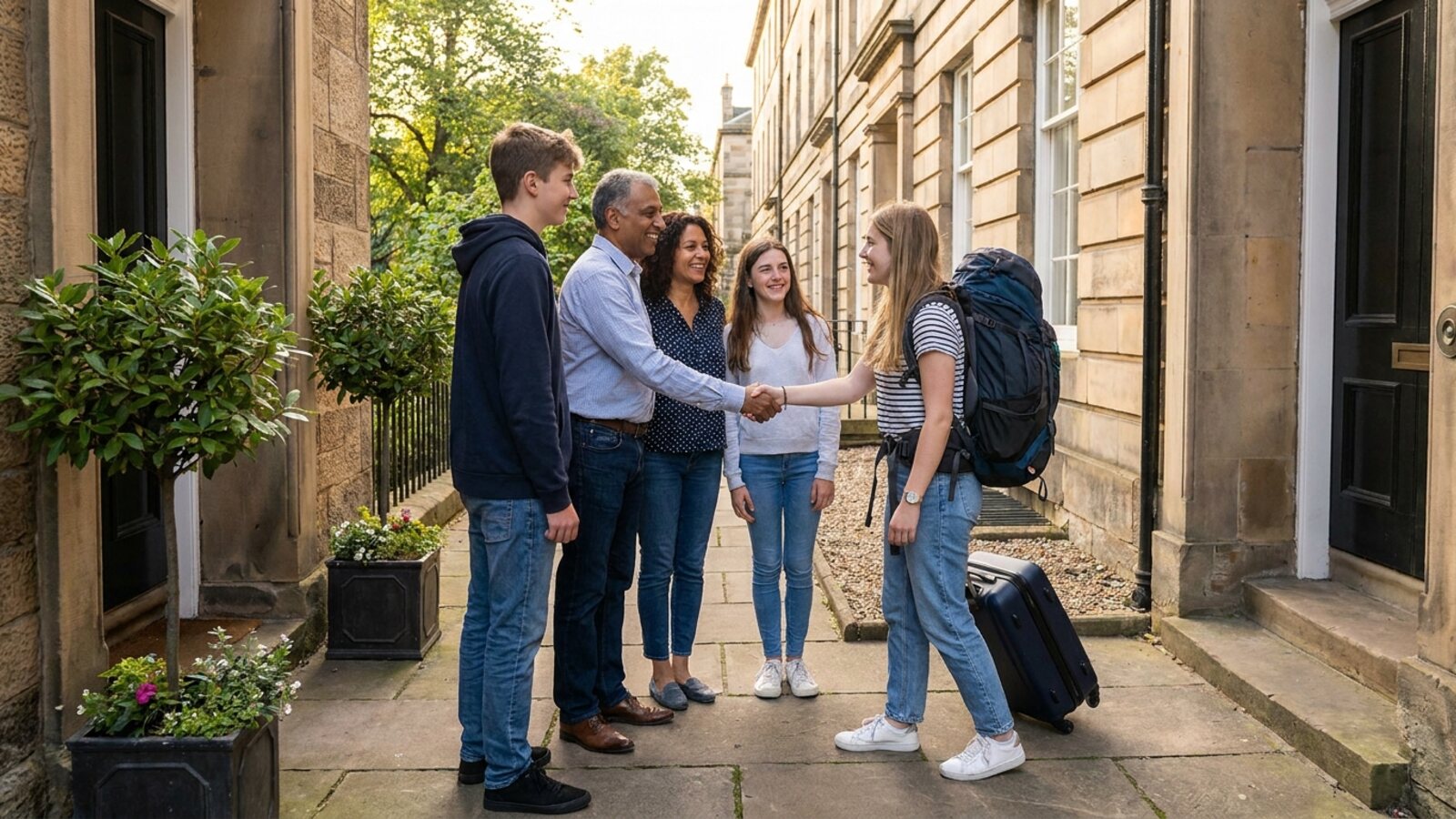 Edinburgh host family welcoming a student to homestay accommodation