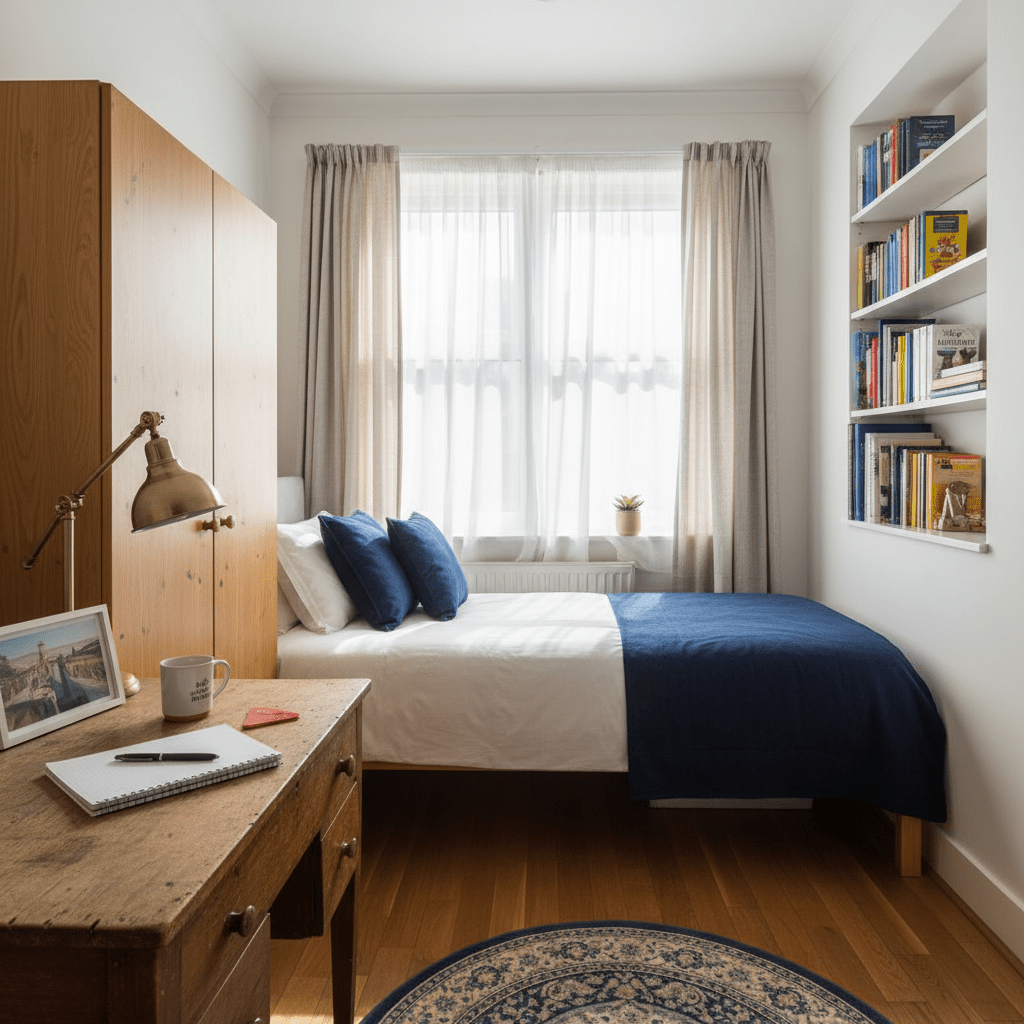 Clean comfortable private bedroom for international student