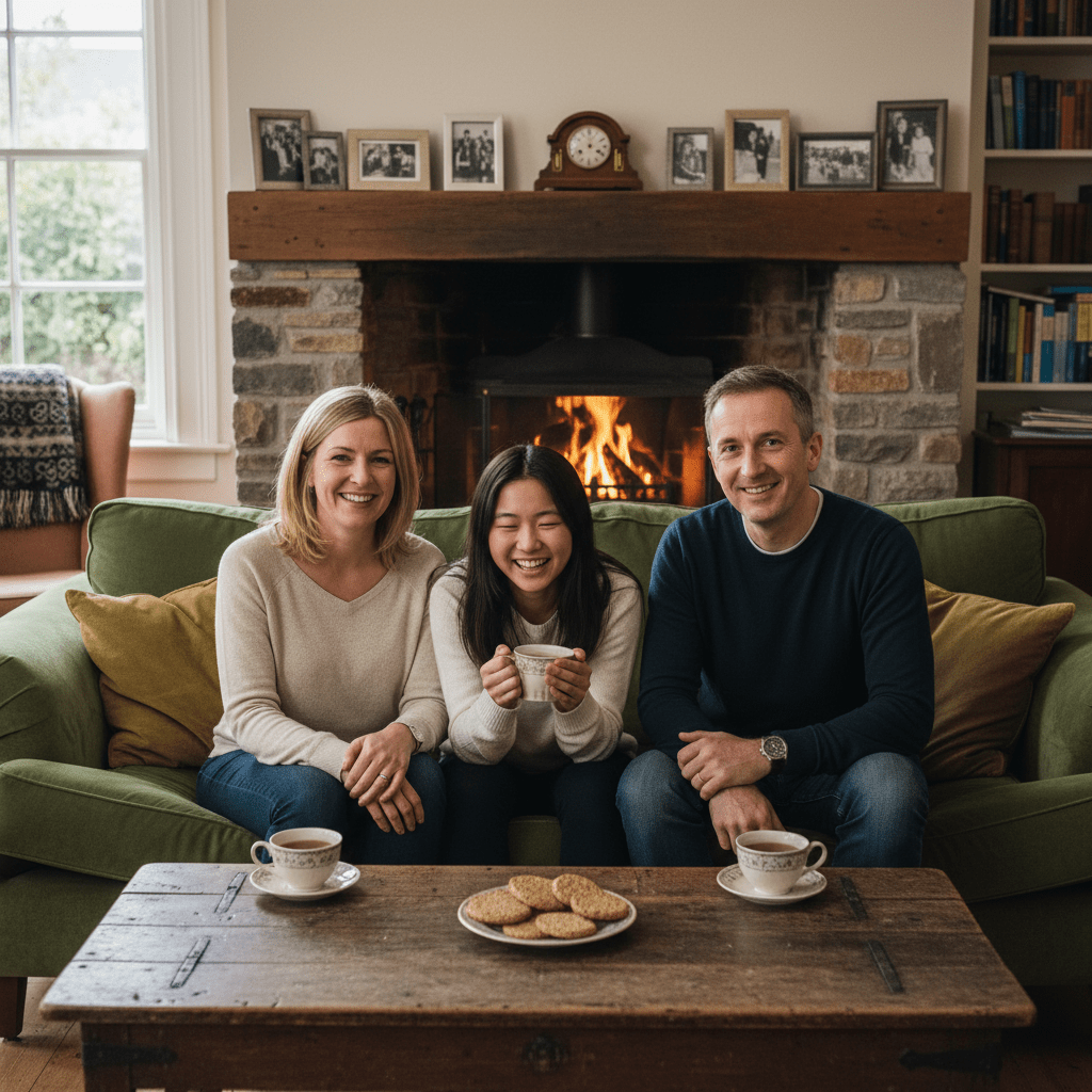 Irish host family welcoming an international student in their home