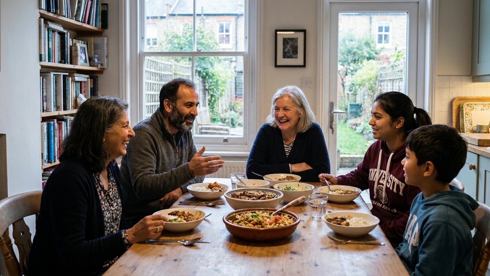 Host family and student sharing a meal in Oxford