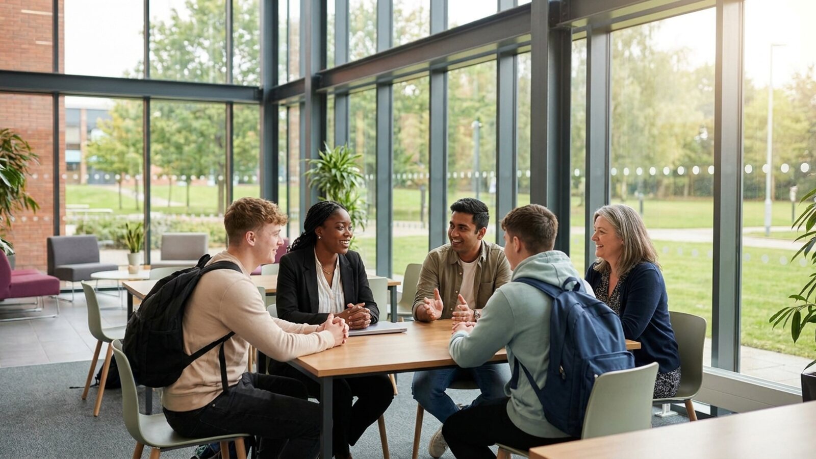 Students and education partner meeting in Stafford