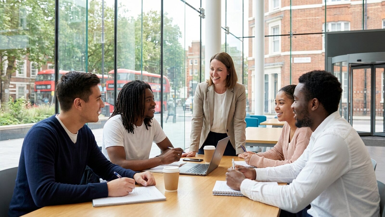 Students and education partner meeting in West London