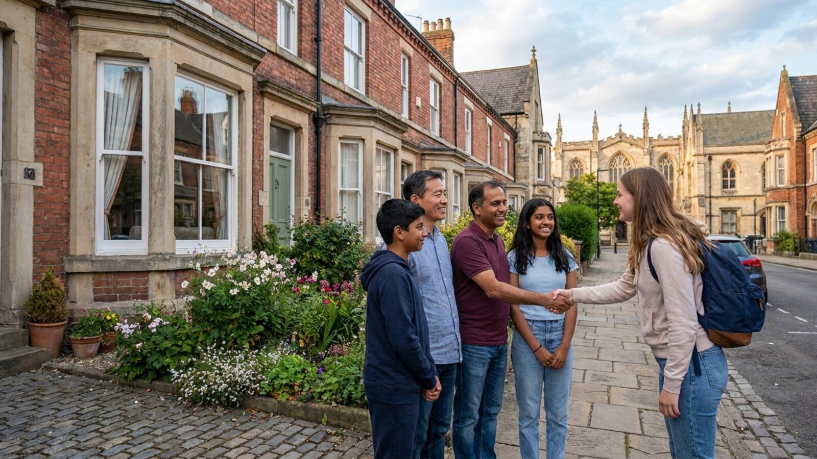 York host family welcoming a student to homestay accommodation